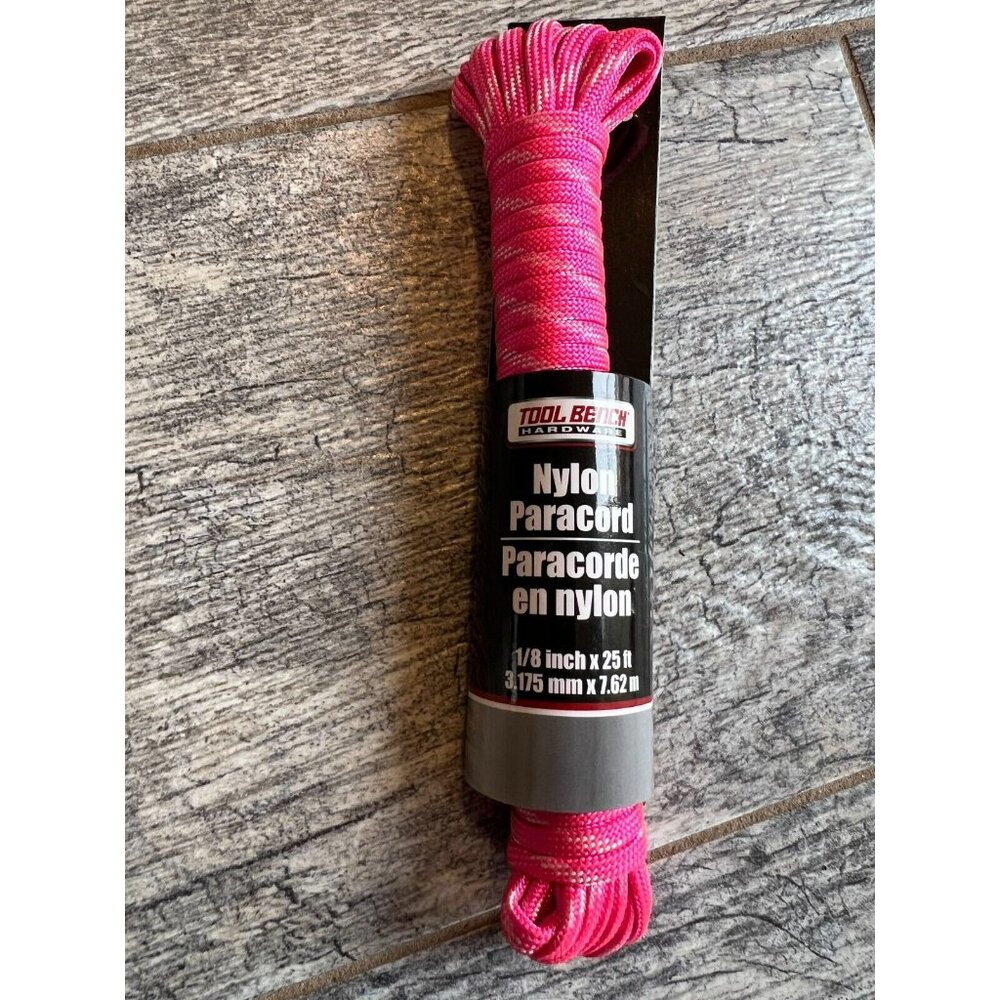 New Tool Bench Hardware‎ Nylon Paracord 1/8" x 25 Parachute Cord Neon Pink